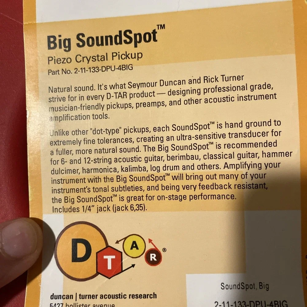 D-TAR Big SoundSpot Piezo Pickup Acoustic‎ Guitar Violin Mandolin